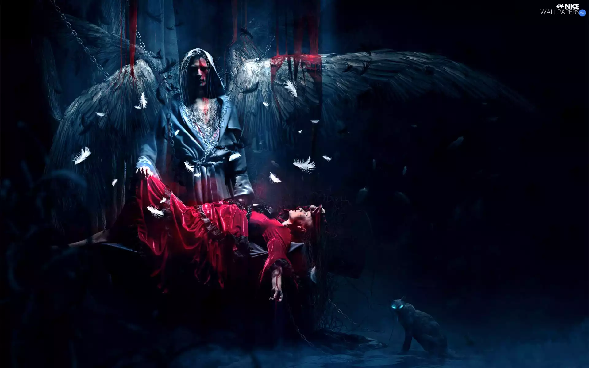 angel, blood, Women, wings