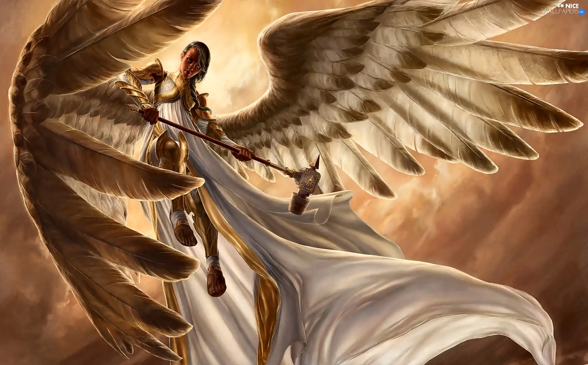 angel, fantasy, wings, Sky, fighter, girl