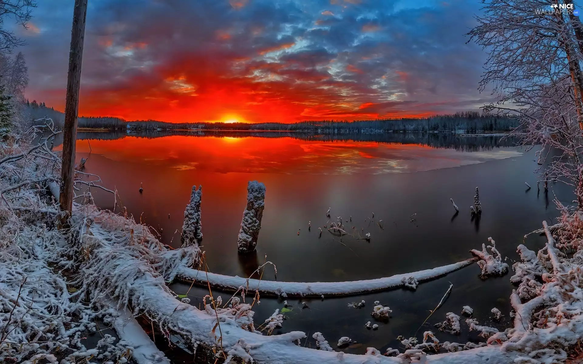 Great Sunsets, lake, winter