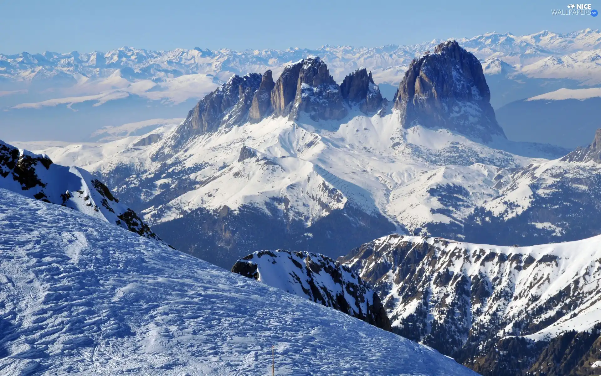 Mountains, peaks, winter, Snowy