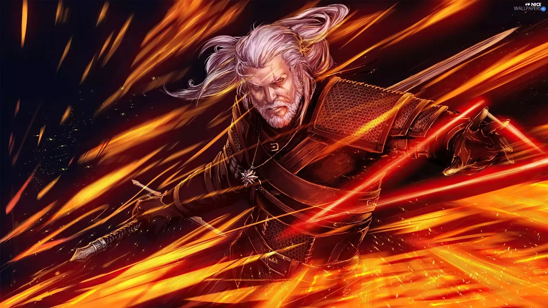 Geralt of Rivia, Big Fire, The Witcher 3 Wild Hunt, The Witcher 3 Wild Hunt, game