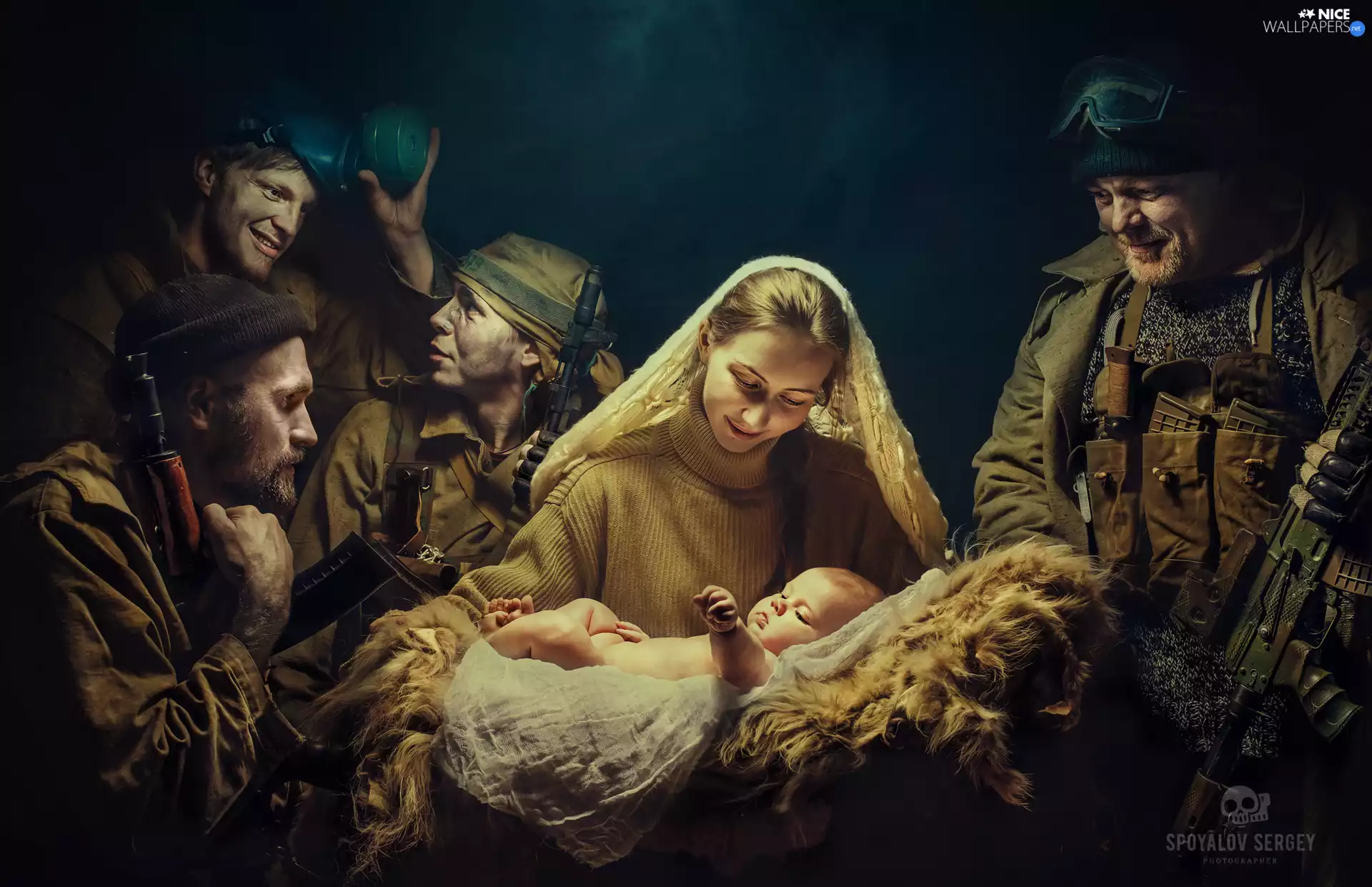 soldiers, Kid, babe, Women