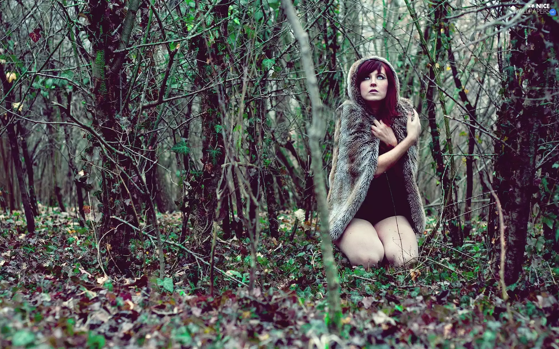 Terrified, Fur, forest, Women