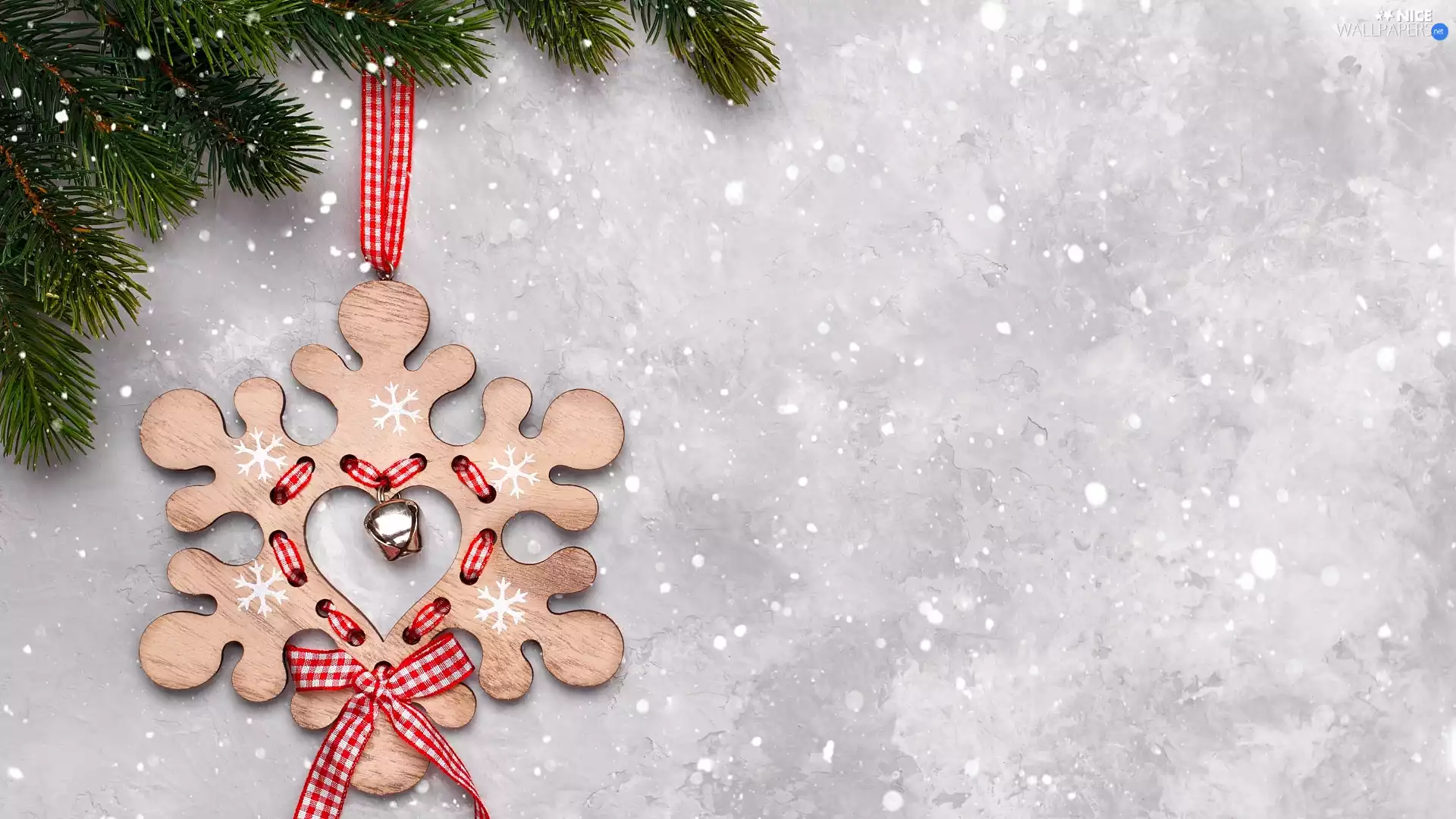 Pendant, Twigs, Bell, Wooden, decoration, snowflake, ribbon