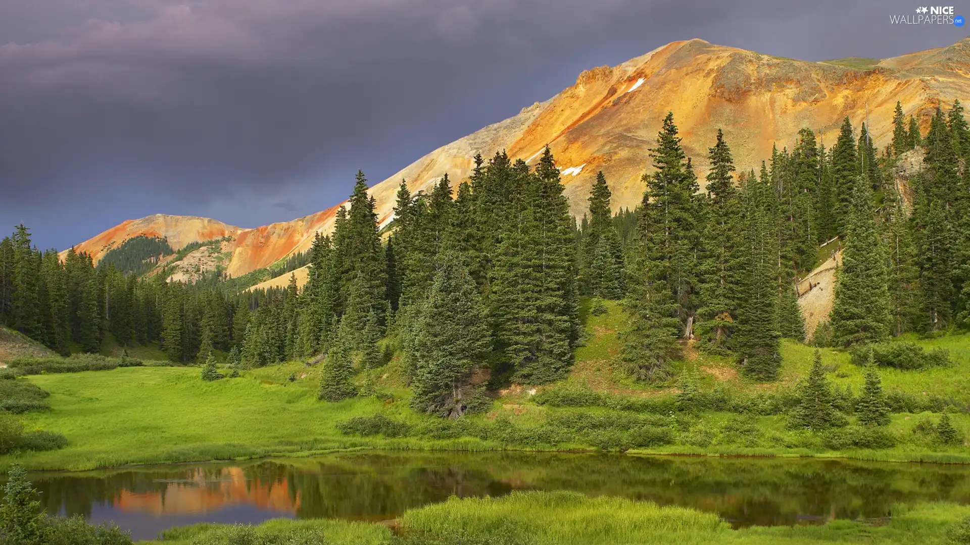 woods, River, Mountains