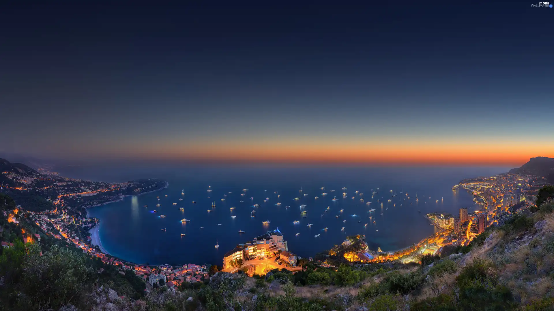 Monaco, sea, Yachts, Gulf