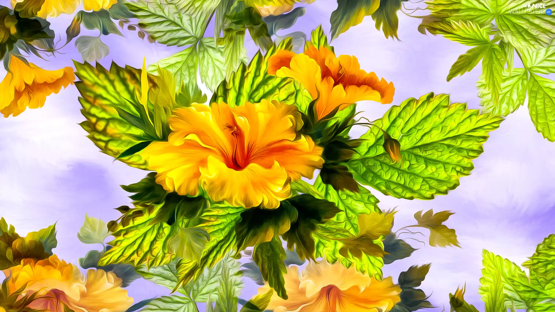 Leaf, Flowers, graphics, Yellow