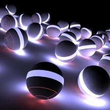 3D Graphics, glowing, M&Ms balls