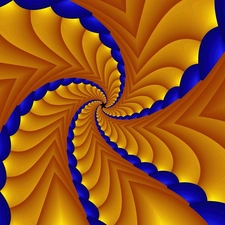 yellow, spiral, abstraction, Blue