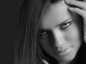 Black and white, Adriana Lima, face