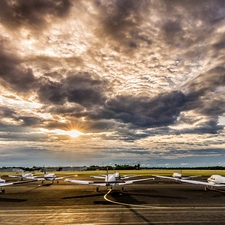 Sky, Planes, airport, clouds