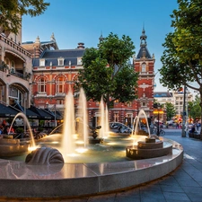 Amsterdam, Netherlands, buildings, Town, fountain