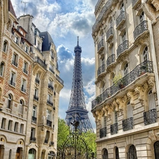 Paris, Eiffla Tower, apartment house, France