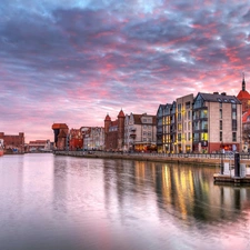 apartment house, River, Poland, Town, Gdańsk, motlawa