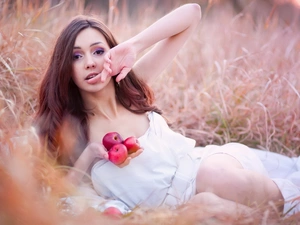 apples, Women, Meadow