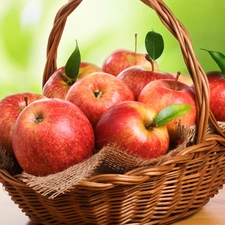 apples, basket, red