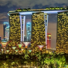 architecture, Marina Bay Sands, skyscrapers, Town, Singapur