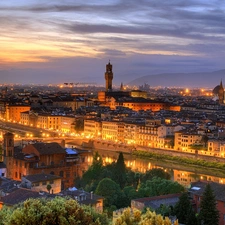 Italy, River, Arno, Florence