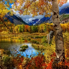 autumn, Mountains, lake