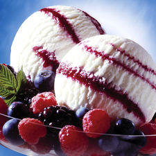 Ice Cream, Two, blackberries, blueberries, raspberries, M&Ms balls