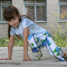 blue, girl, bangs, House, costume, Sarah