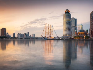 BAP Unión Sailing Ship, Netherlands, skyscrapers, River Moza, Houses, rotterdam