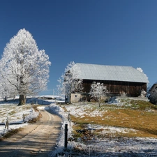 Field, pens, Barn, Way