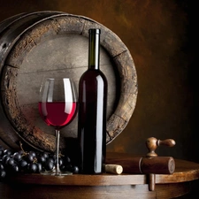 Bottle, Red, barrel, grape, glass, Wine