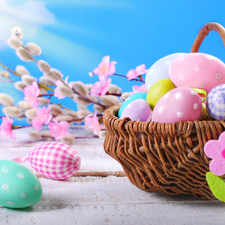 basket, decoration, eggs, eggs, Easter