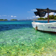 clear, moored, bath-tub, water