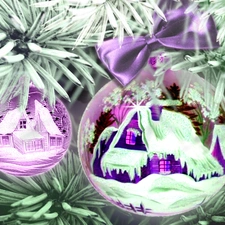 christmas tree, purple, baubles