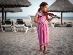 Beaches, girl, violin