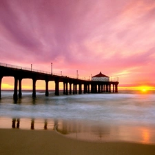 west, pier, Beaches, sun