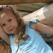 girl, wood, Beams, Blonde