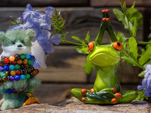 beads, Plush, figure, strange frog, Stone, teddy bear