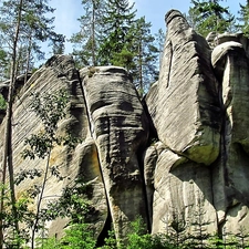 Town, rocks, Adrspach, bed-rock, Czech Republic