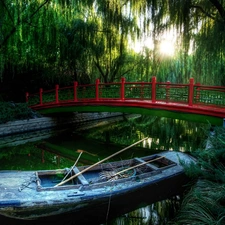 River, Red, Beijing, China, Boat, bridges