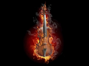 violin, Black, background, Big Fire