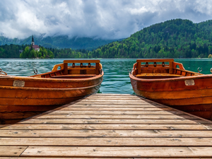 Platform, boats, Lake Bled, Harbour, Slovenia