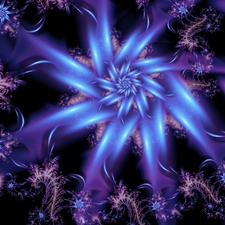 abstraction, Fraktal, Starry, blue and Purple, graphics
