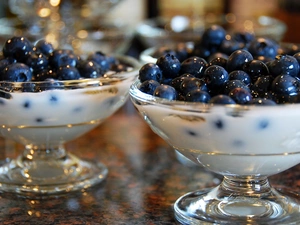 blueberries, desserts, milk