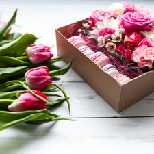 roses, Flowers, Cookies, boarding, Box, Tulips