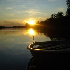 Boat, west, sun