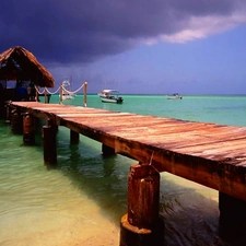 boats, sea, pier