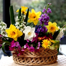 braided, pad, flowers, basket, bouquet