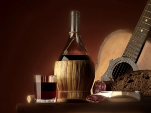 bread, Guitar, Wine