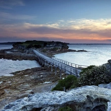 bridge, River, Islet