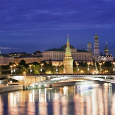 bridge, Moscow, Night