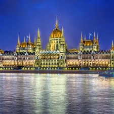 Monument, River, Budapest, Hungary, parliament, Danube