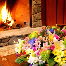 Flowers, Room, burner chimney